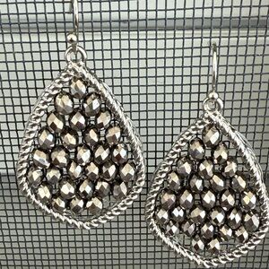 Elegant Silver and Black Beaded Earrings